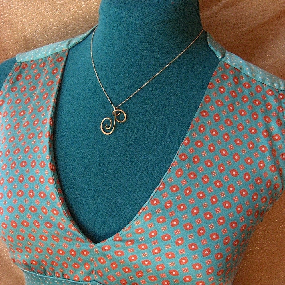 Reserved for drrd-3/4 inch 14k gold Calligraphy Necklace