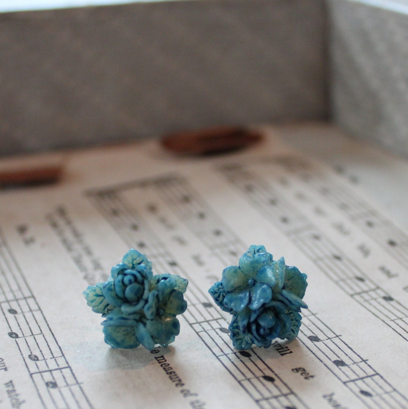 Bouquet Stud Earrings in Denim Blue