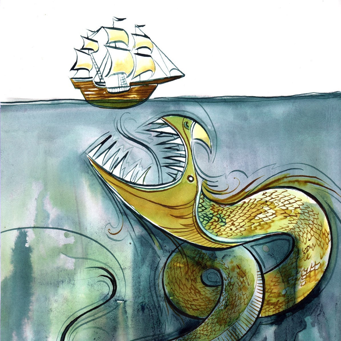 the deep, seamonster-8.5x11 print