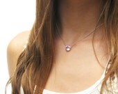 Rose De France Amethyst Simple Necklace in Sterling Silver / AAA pink violet February Birthstone / pastel faceted brilliant diamond cut
