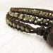 Pyrite Leather Wrap Bracelet with Coconut Wood and 100% Silk: fools gold dude unisex brown inspired by woodland tree coffee