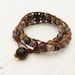 Tourmaline & Leather Double Wrap Bracelet / watermelon pink green fruit colors / rustic country design / bohemian fashion