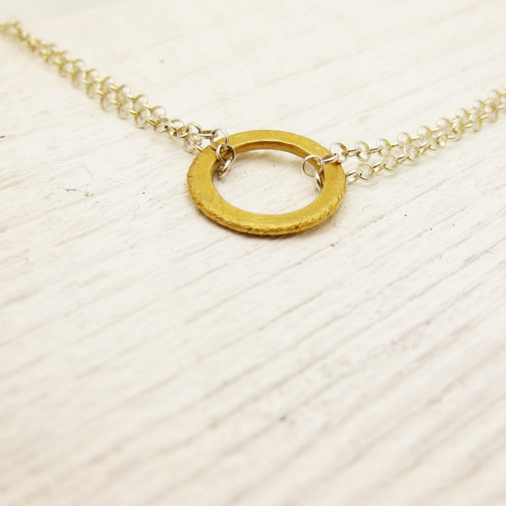Eternal Gold Vermeil & Sterling Silver Necklace: circle eternity bridal white golden modern clean sparse geometric gold summer fashion