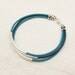 Turquoise Aqua Blue Leather & Sterling Silver Bracelet / unisex silver comfort natural / geometric boho bohemian stacking bangle modern