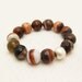 Natural Agate Sterling Silver Bracelet / brown white orange rust pumpkin black peach stripes / rustic country inspired / nature neutral