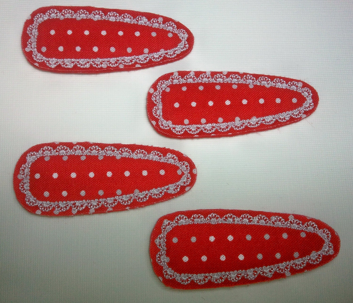 Machine Embroidered Felt and Fabric -- Four (4) Clip Covers for Hair Bows Clippies Clips -- QUICK TO SHIP