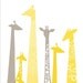 giraffes 8X10 giclee. butter yellow & light gray.
