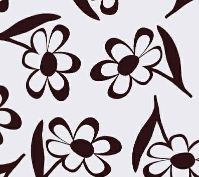 Moe3 for Windham, Neo Geo, Contemporary Daisies in Brown on White - 1 Yard Clearance
