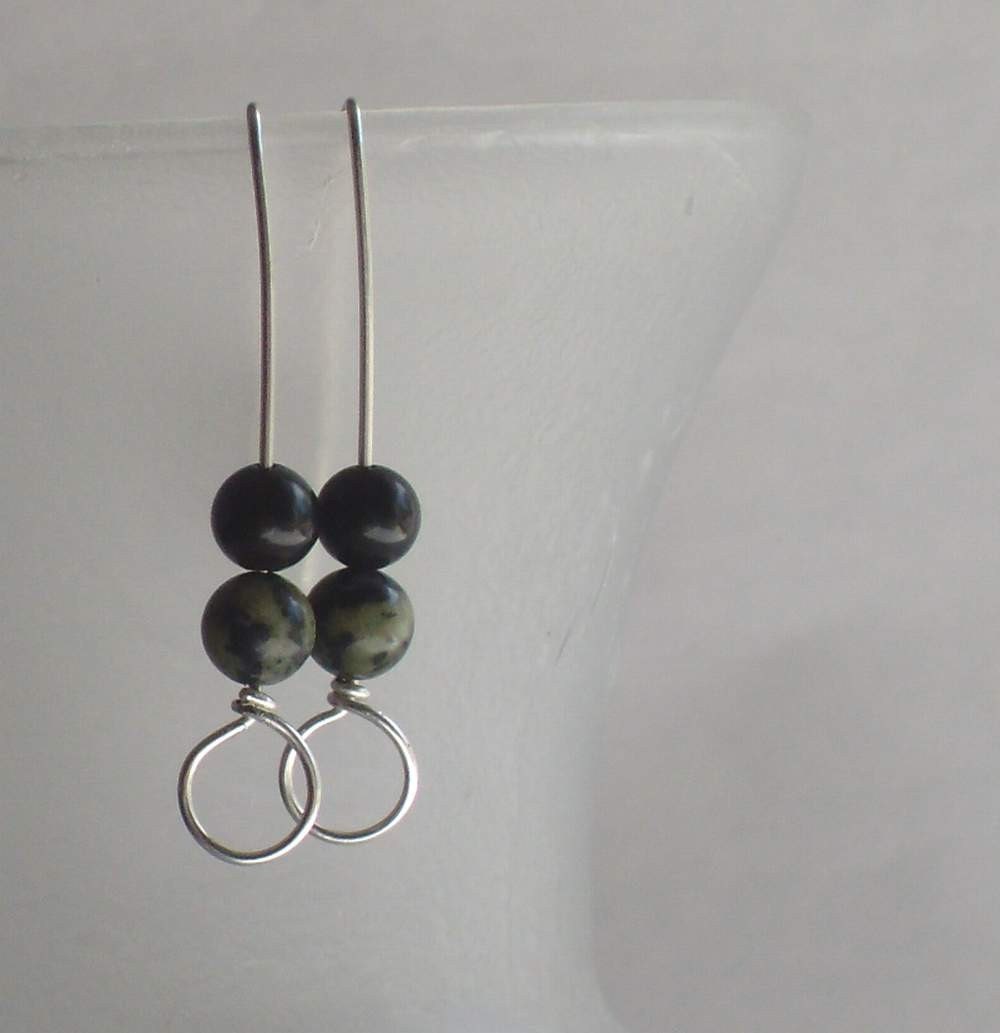 Sterling Silver Black Olive Earrings