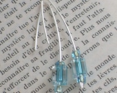 Sterling Silver Aqua Cube Earrings