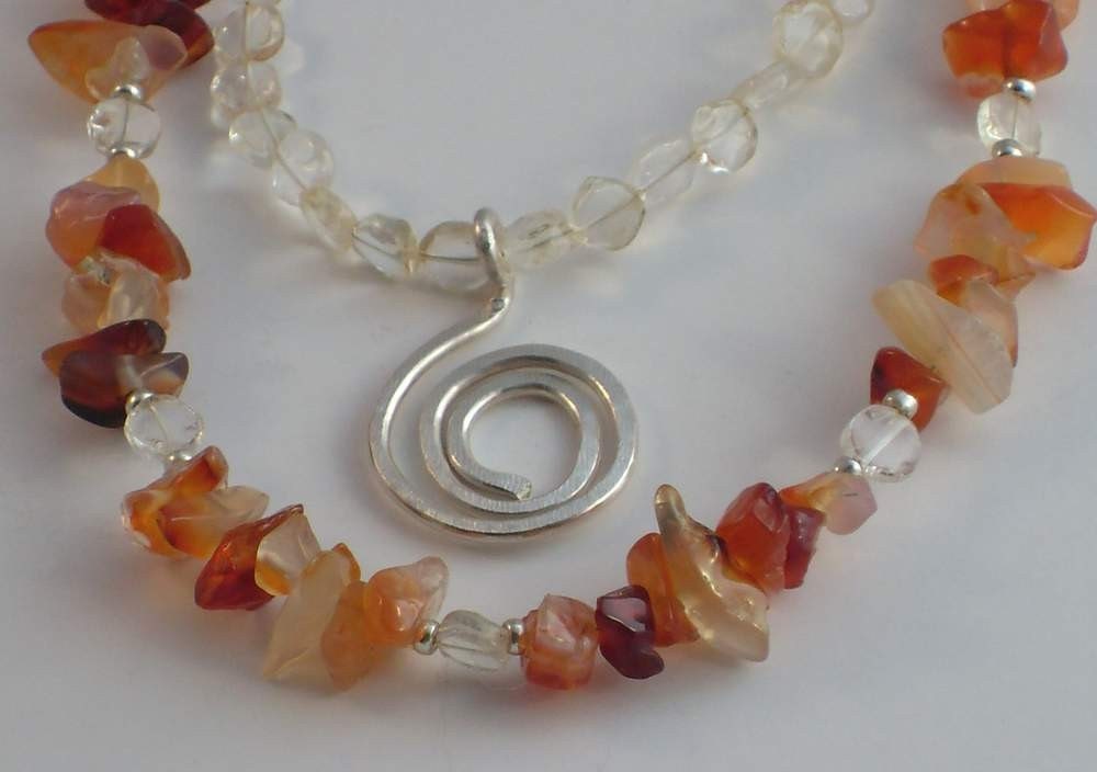 Citrine and Red Adventurine Whirly Necklace