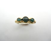 Sterling silver and green agate set in brass pod setting size 8-3/4 PRICE REDUCED
