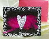 Set of two  feather heart greeting cards Valentine