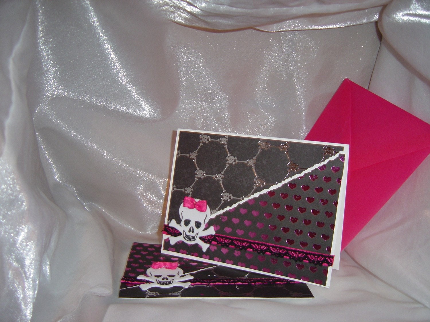 Set of two Skull with Bows Greeting Cards