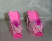 hot pink flowered high heel shoe favor gift boxes set of 2