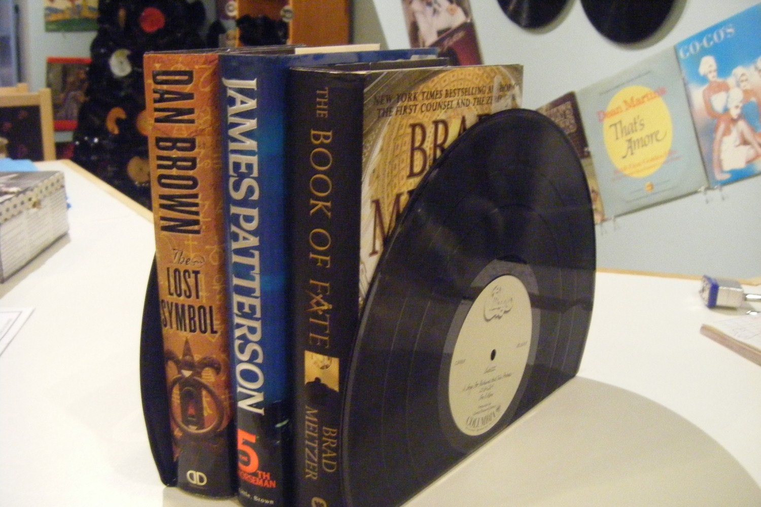 Chicago Bookends upcycled record album