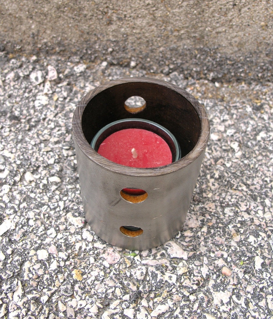 Industrial Candle Holder, Rustic Decor, unisex gift idea, chrome votive holder