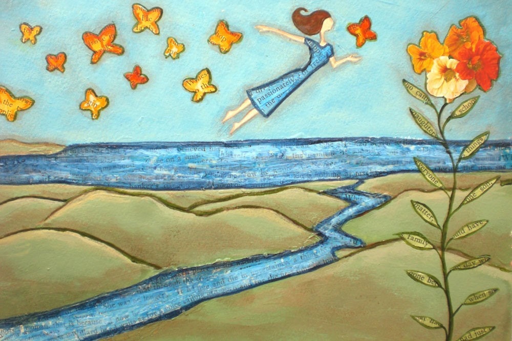 Flying Girl and The Soul Moving, or He Says It's Ten Mile River, limited edition print 5/50