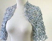 SALE Lace Shrug Grey White Crochet  Handmade Shrug Elegant Bolero