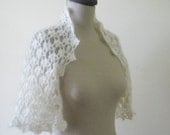 Romantic Ivory Shrug New Year's For Bride Bridal Mohair - Crochet Wedding Bolero Jacket EXPRESS DELIVERY