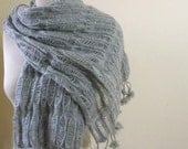 Grey Knitting Shawl RECTANGLE Elegant Scarf Wrap Stole