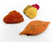 Mini Autumn Leaves Barrettes, Fall Leaves Bobby Pins, Embroidered Felt Leaves, Pumpkin Goldenrod Nutmeg Crimson - MySweetieBean