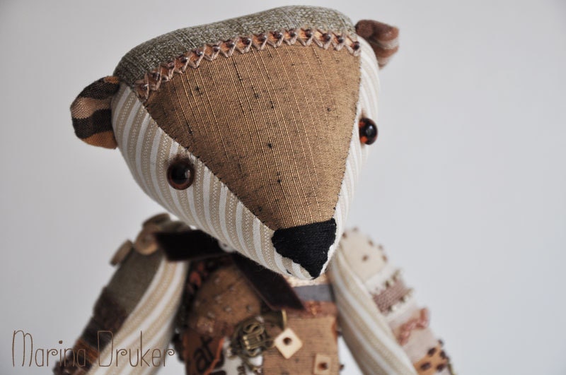Artist Crazy Quilted Bear Mr. Amber ooak