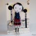 Art Doll Brooch Japanese School girl mixed media collage