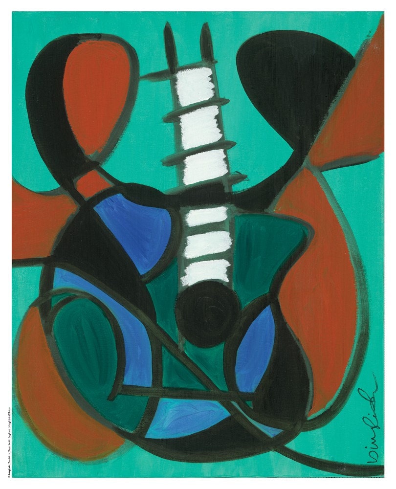 Guitar Print by binglishART