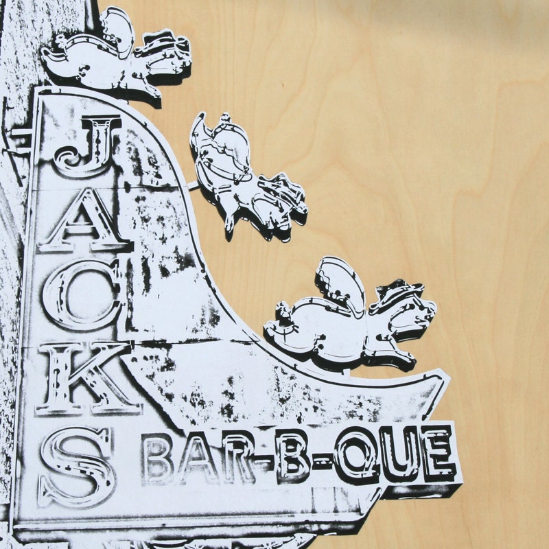 Jacks BBQ Sign Modern Mixed Media