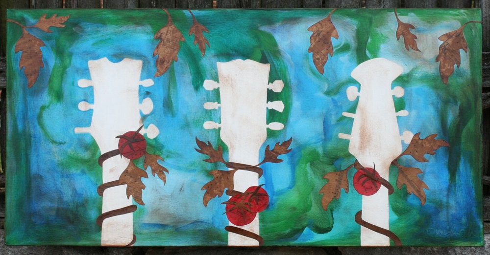 Original Art Guitar with Tomatoes