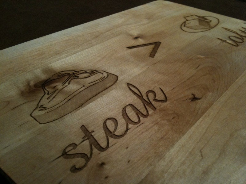 Steak is Greater than Tofu  CUTTING BOARD