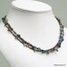 Beaded Crochet Necklace or Cuff, Multi-strand Silk with Antiqued Silver Disks and Multicolored Glass, Long Silk Chain