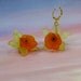 Orange and Yellow Drop Orchid  Earrings - Tropical Beauty