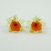 Orange and Yellow Drop Orchid  Earrings - Tropical Beauty