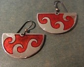 Champleve Half Moon Earrings