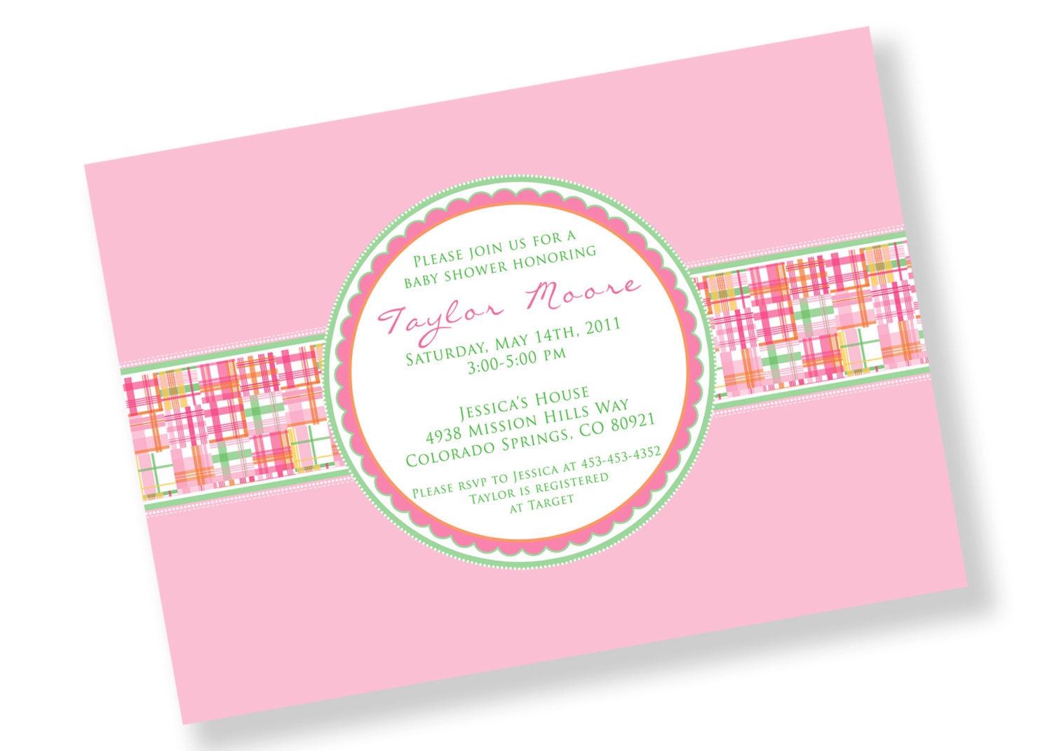 BABY SHOWER MADRAS Printable Party Invitation - Pink Il_170x135