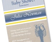 NAUTICAL LOBSTER SEERSUCKER Printable Party Invitation - Navy and Yellow