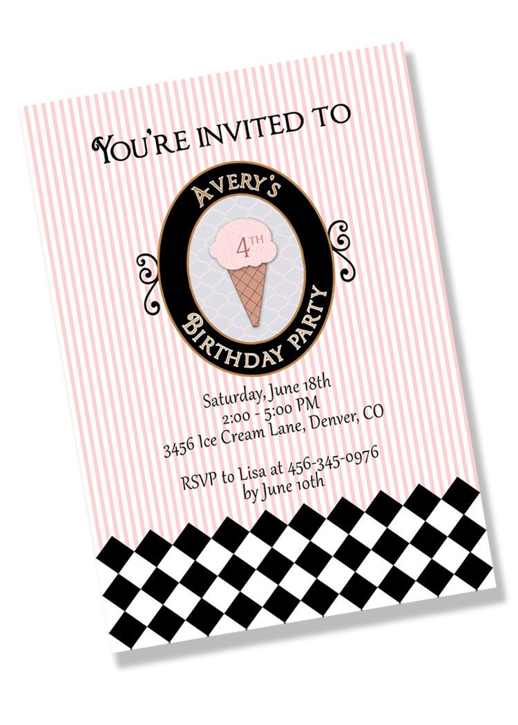 ICE CREAM SHOP Printable Party Invitation Il_170x135