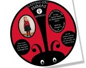 LADYBUG SQUARE Party Invitation - Red and Black