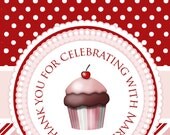 PINK & RED CUPCAKE Printable Favor Tags
