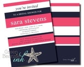 NAUTICAL STARFISH Printable Party Invitation - Pink and Navy Blue Il_170x135