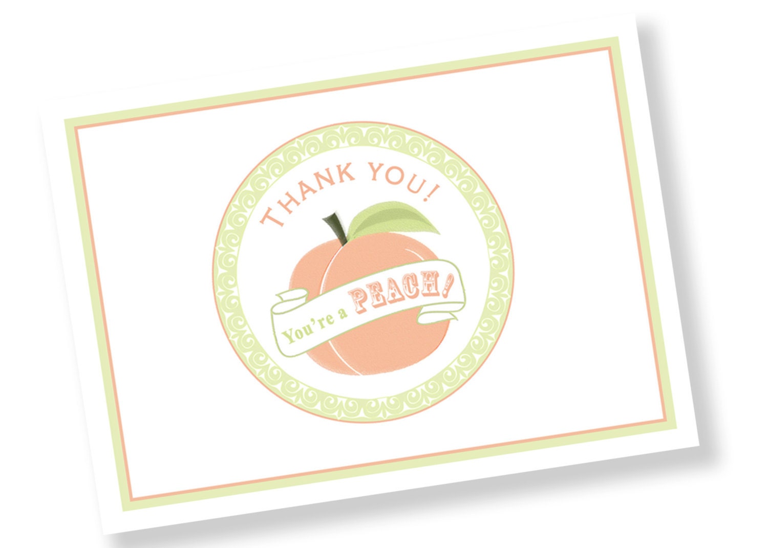 YOU'RE A PEACH 4" x 6" Printable Foldover Thank You Card