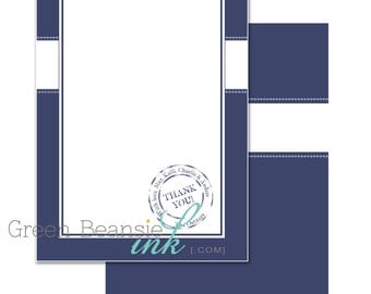 25 NAUTICAL STAMP Nautical Stamp 5" x 7" Thank You Card - Pearl Finish with Envelopes