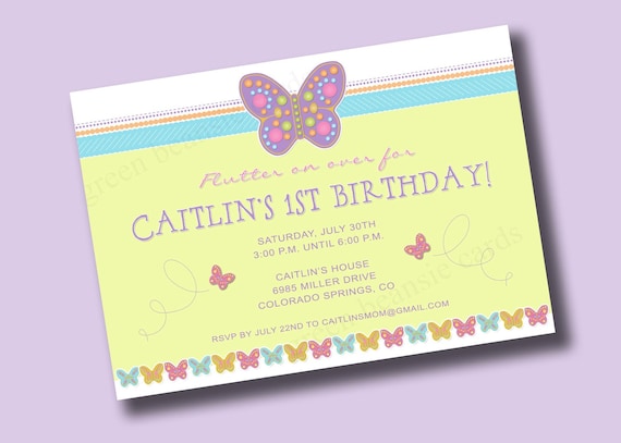 SPRING BUTTERFLY Printable Party Invitation - Matching Cookies Available Il_570xn