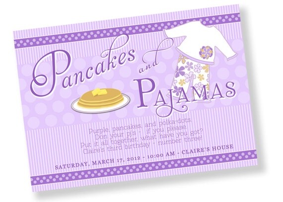 PANCAKES AND PAJAMAS Printable Party Invitation Il_570xn