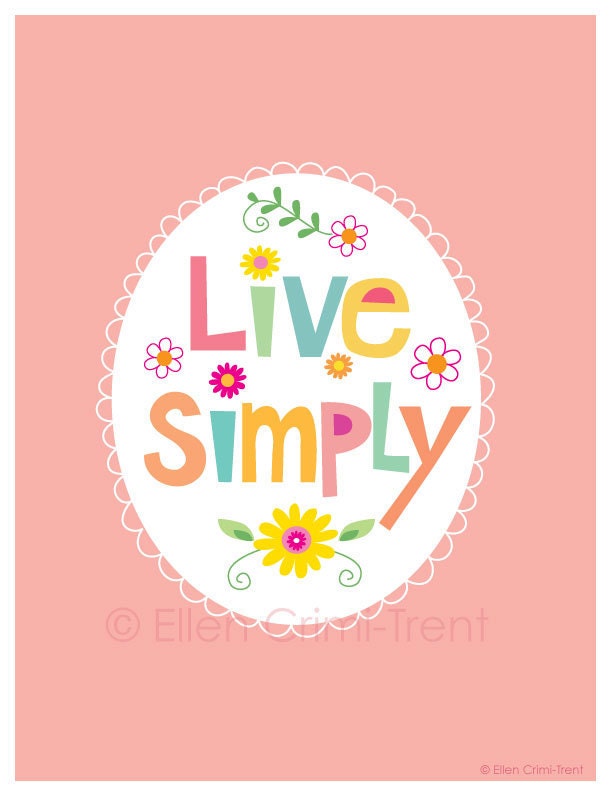 art Print- Typography- Live Simply