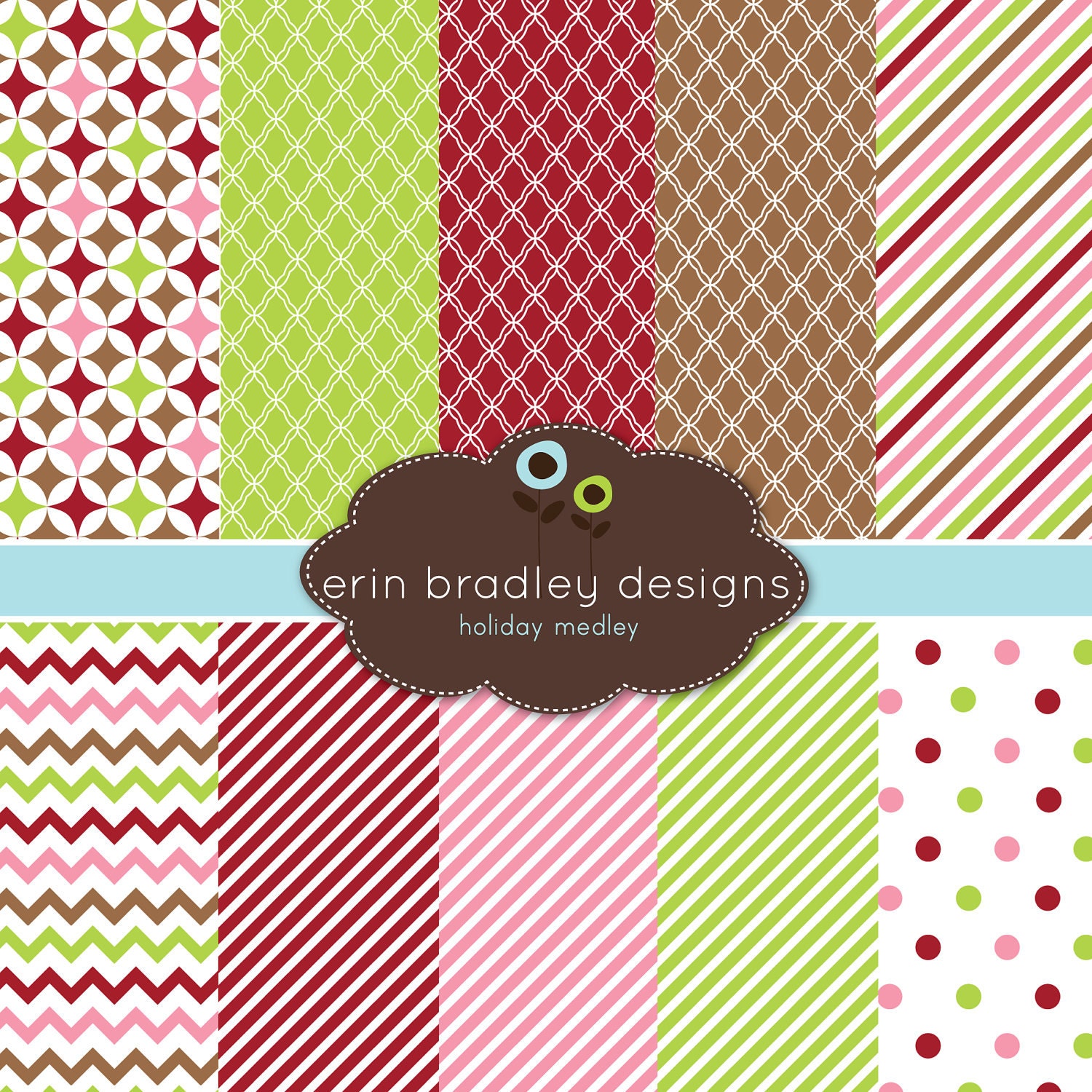 Christmas Digital Papers Personal and Commercial Use Colorful Holiday Medley Il_170x135