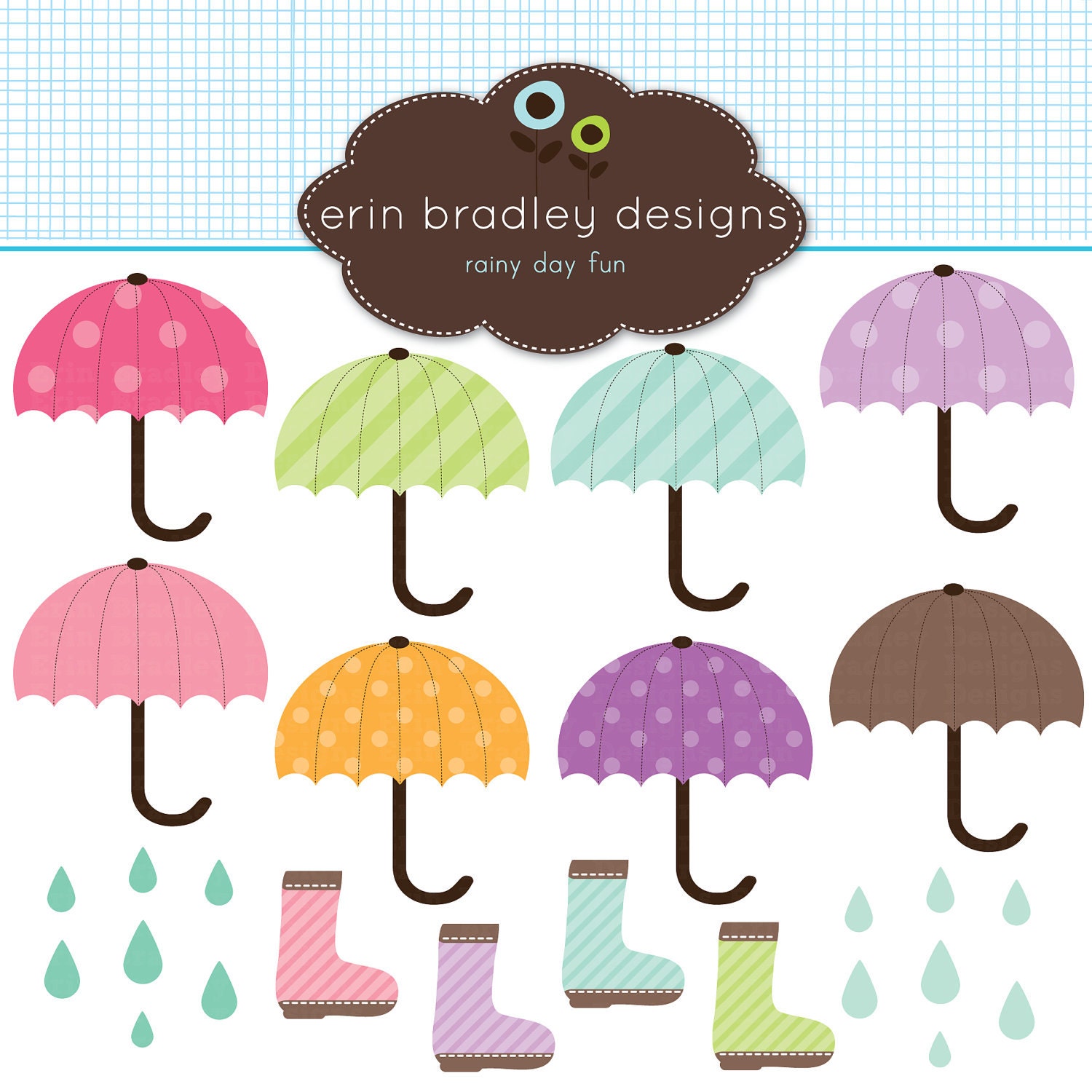 Umbrella Clipart Clip Art for Personal & Commercial Use Digital Designs