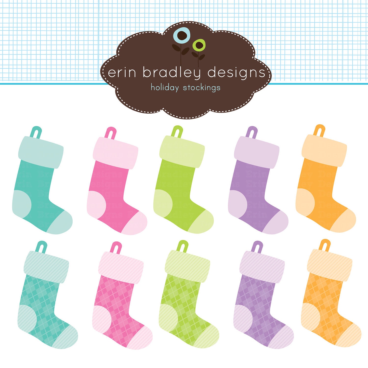 Holiday Stockings Clipart Clip Art Personal & Commercial Use Il_570xn